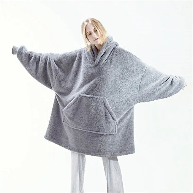 Women's Double-Sided Fleece Hoodie Blanket, Oversized