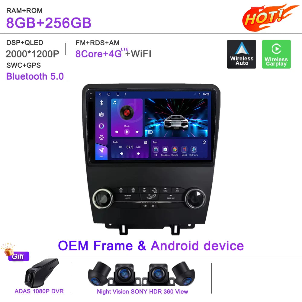 Car Stereo with Apple CarPlay & Android Auto, Compatible with Ford Mustang (2010-2014)