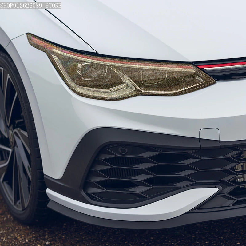 2Pcs Headlight Protective Film – Smoked Black Tint TPU Wrap Compatible with Volkswagen Golf 8 MK8 2020 2021