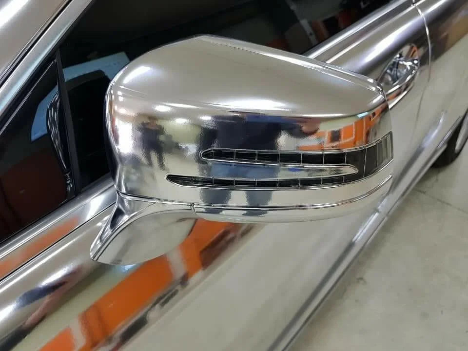 Flexible Glossy Silver Mirror Chrome Vinyl Wrap Film Foil Sticker Bubble Free Car Decal Vechile Wrapping