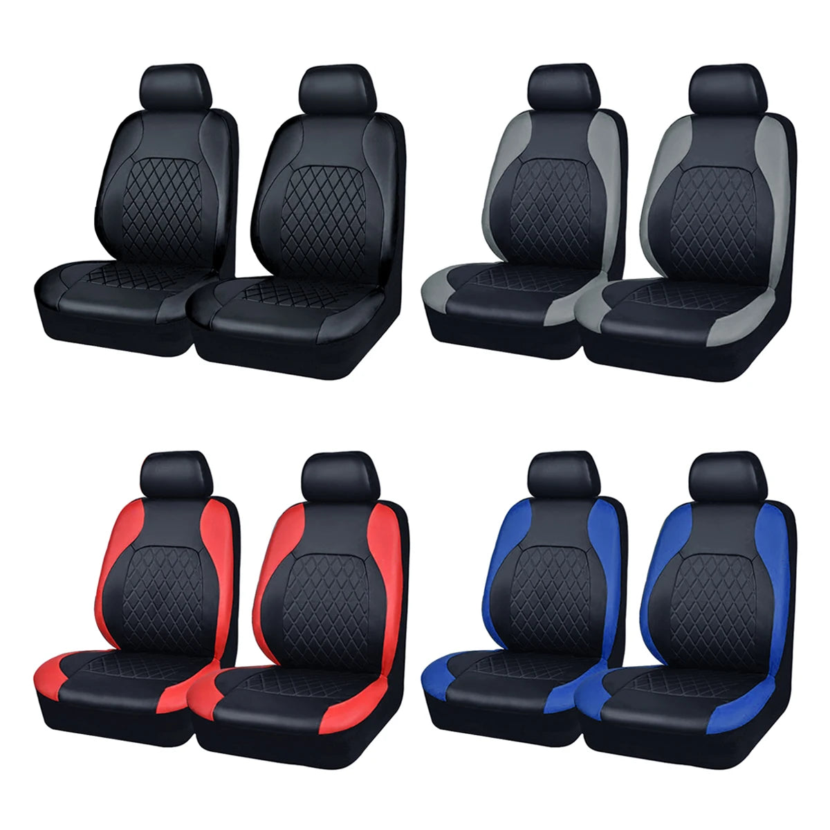 All-Season Quilted PU Leather Car Seat Cover, Waterproof Set