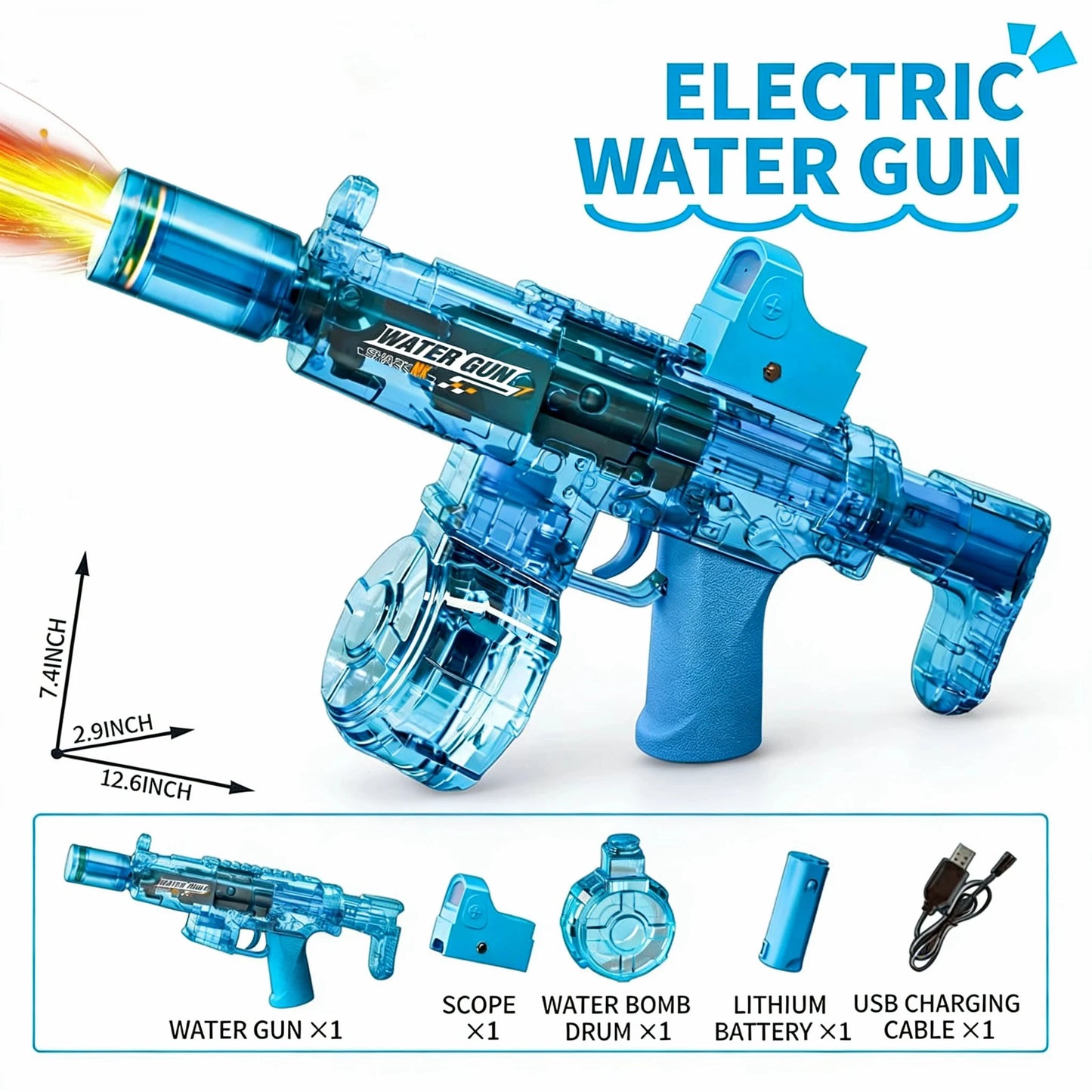 Electric Water Gun with Sensor Lights - Auto Summer Pool Toy