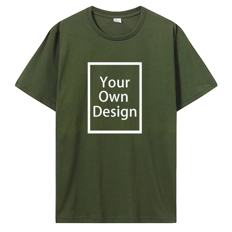 Custom Cotton Customized Print Short Sleeve T Shirt Men Women Tops Tees DIY Your Like Photo Or Logo Cotton T-shirt Men Clothing