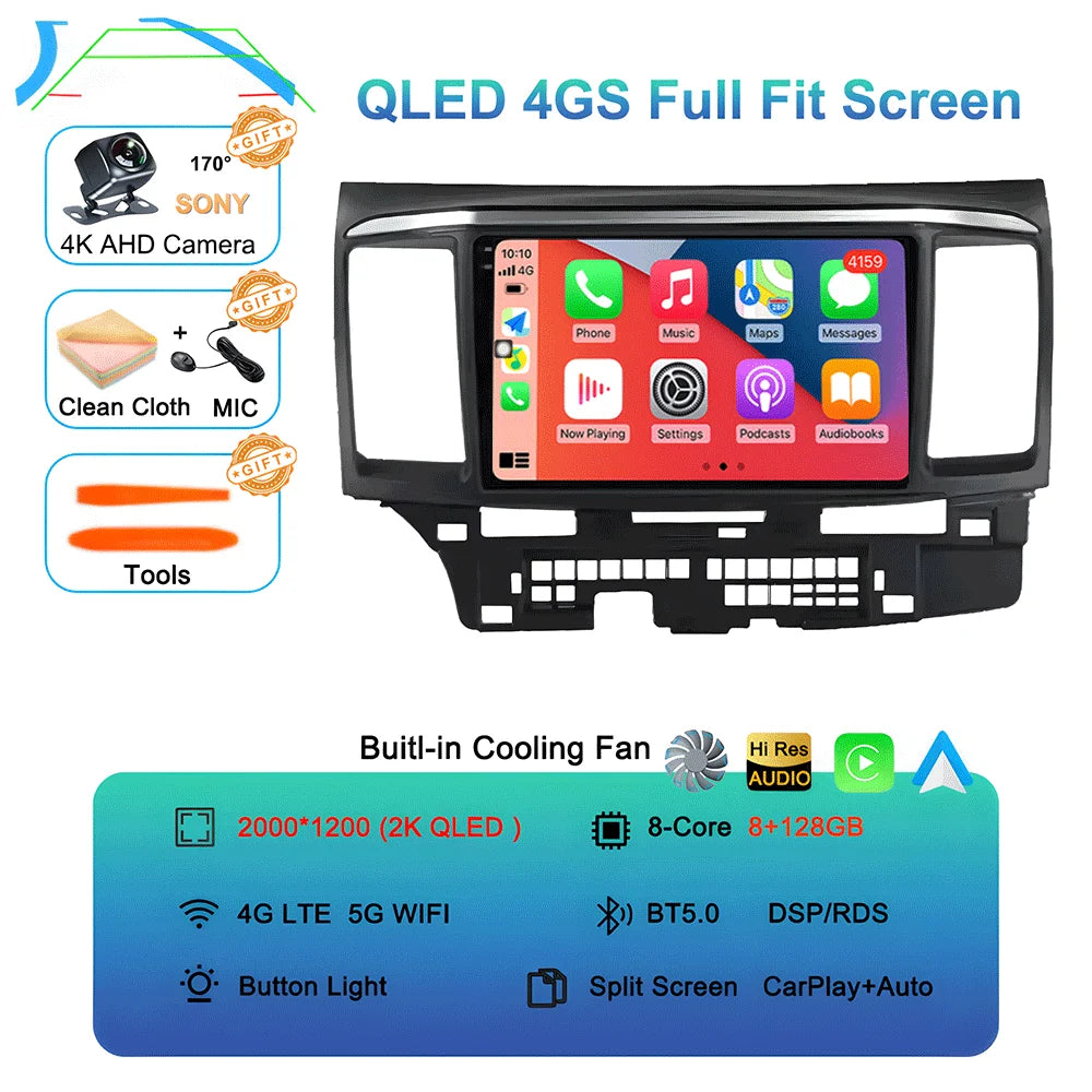 Android 16 Video Player For MITSUBISHI LANCER 9 10 X 2008 - 2016 9Inch Car Radio Stereo Audio GPS Player Carplay Auto Screen