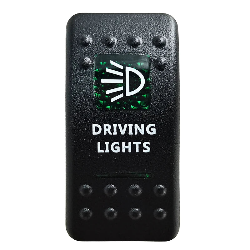 Green LED Rocker Switch - Waterproof SPST & DPDT Options