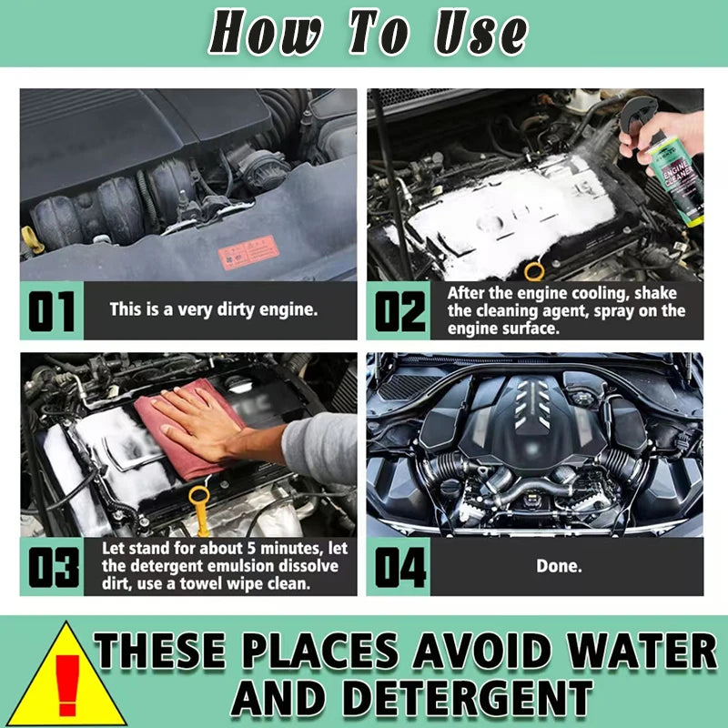 Car Engine Bay Cleaner — Waterless Oil and Grease Remover Spray