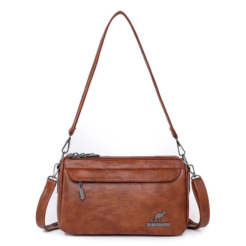 Women's Vintage Faux Leather Crossbody Bag - Zip Shoulder Purse - photo 9