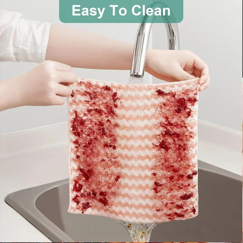 Thick Coral Fleece Dishcloths - Super Absorbent Cleaning Rags