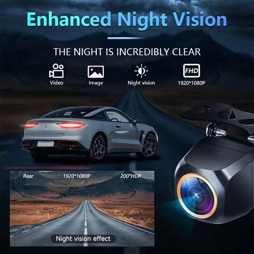 AHD 1080P Car Rear-View Backup Camera (200° Fisheye, Night Vision)