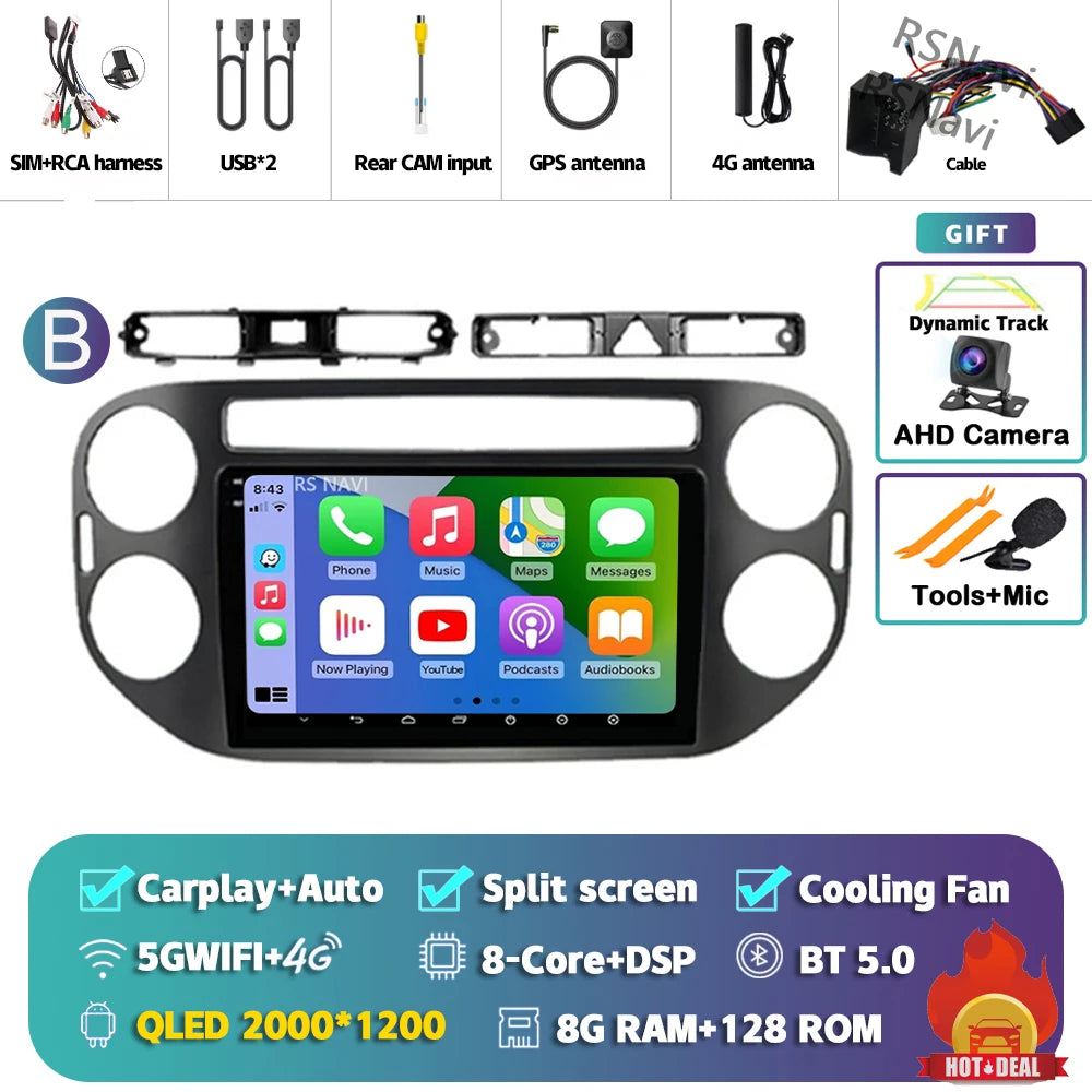 Car Stereo with Apple CarPlay & Android Auto, Compatible with VW Tiguan 1 NF (2006-2016)