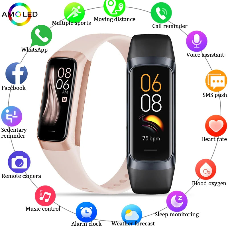 LIGE AMOLED Smart Watch Men Women 2026 Smart Band Heart Rate Blood Oxygen Smartwatch Waterproof Sport Fitness Tracker Bracelet