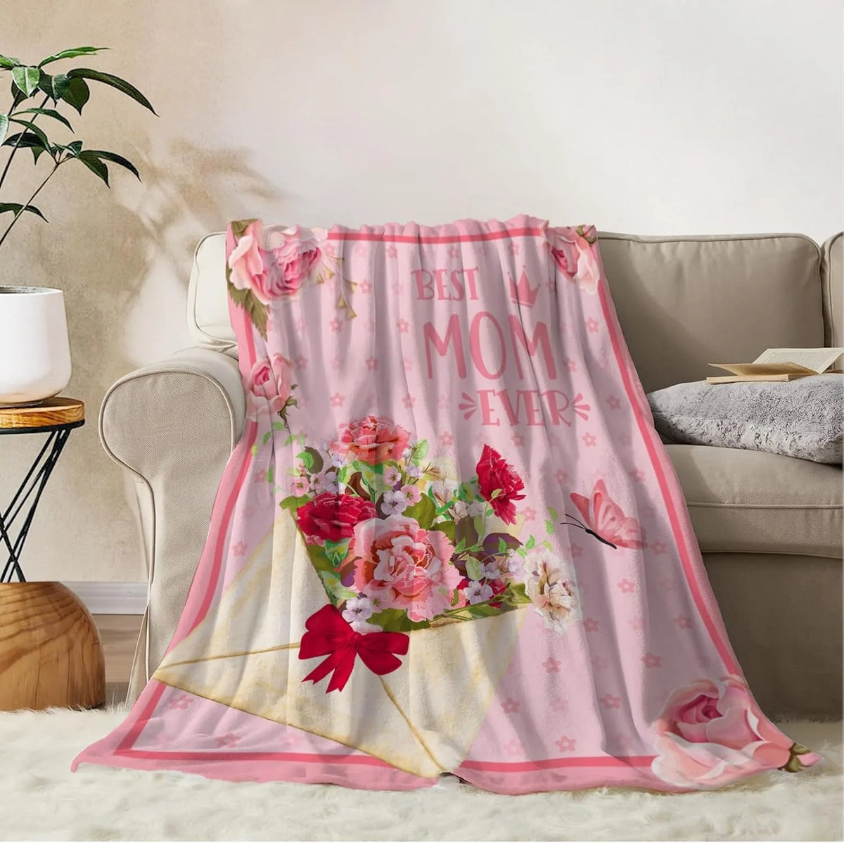 Gift for Mom Flannel Throw Blanket with Loving Message