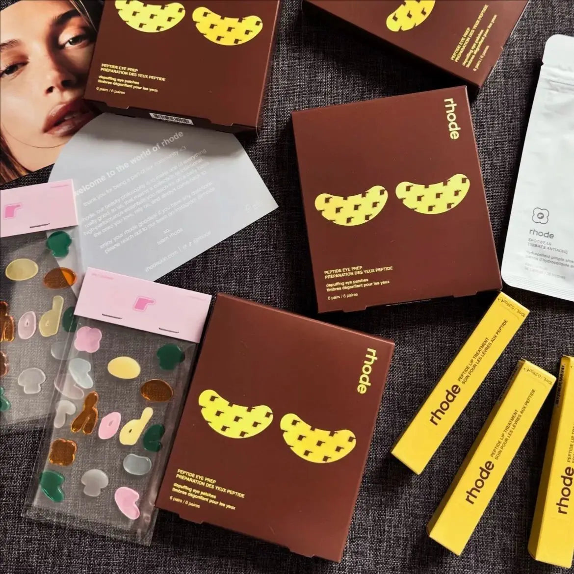 Rhodeskin Peptide Banana Eye Prep Depuffing Eye Patches Care Lip Gloss Blusher Hailey Bieber Skin Makeup Moisturizer Blush Girl