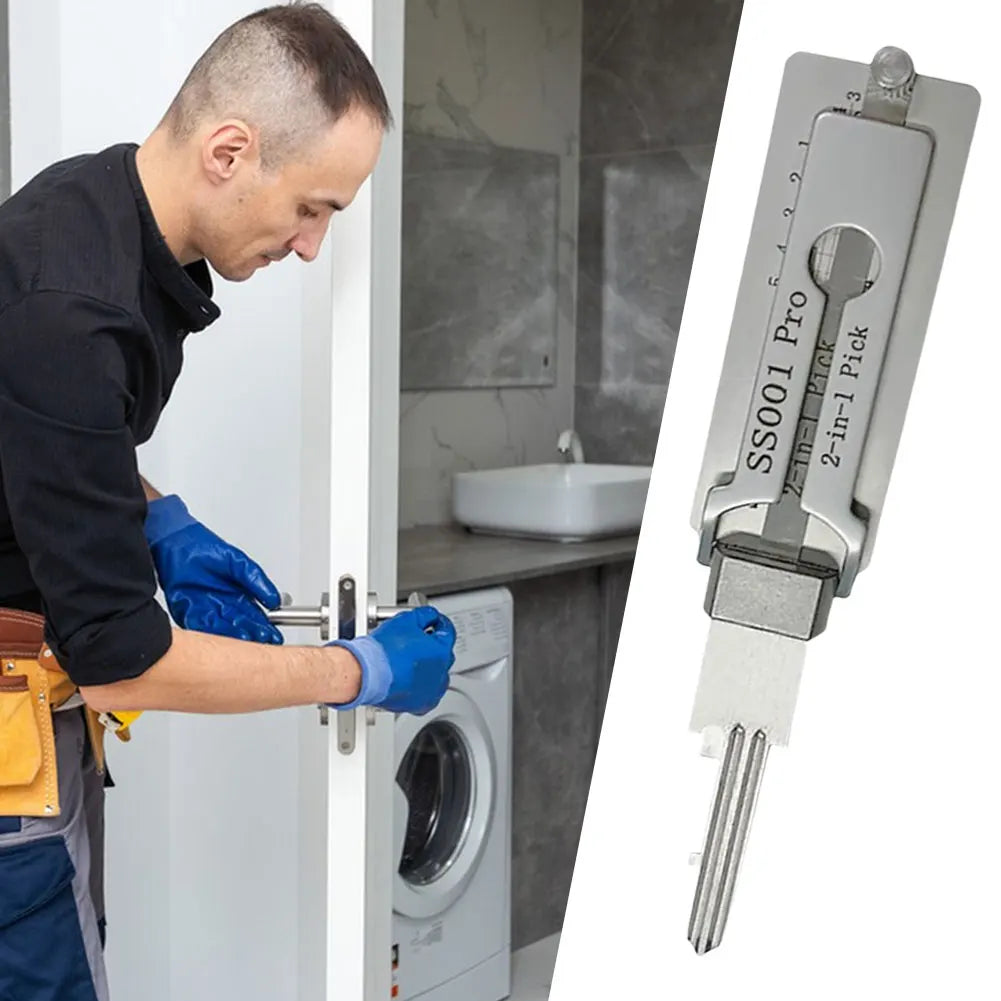 2-in-1 Stainless Steel Key Decoder Precision Hook And Pickup Hand Tool Lock Decoder Maintenance Repair Kit