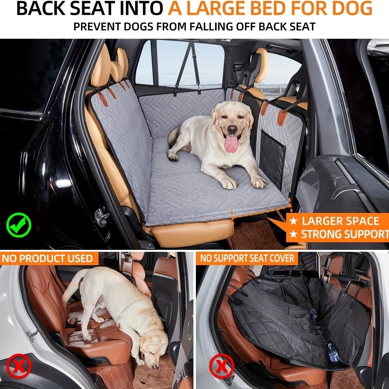 Waterproof Dog Car Seat Cover — Nonslip Scratch-Proof Pet Hammock Protector