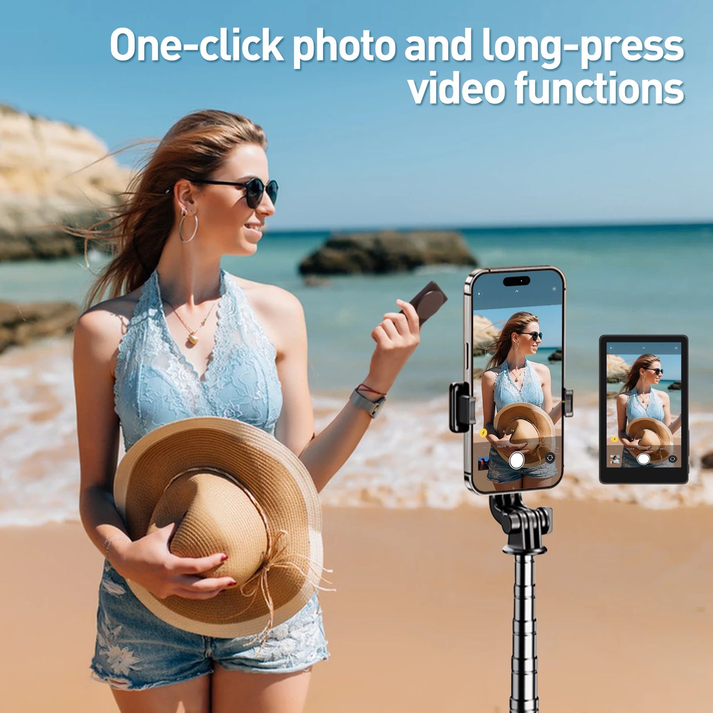 Phone Selfie Monitor Touchscreen Wireless Magnetic Mount Vlog Phone Rear Camera Selfie WiFi Bluetooth Connection for Selfie Live