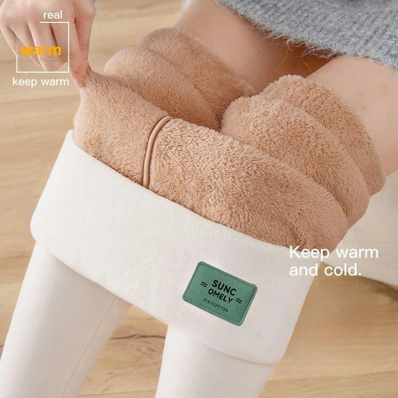Women's Plus Size Fleece Lined Leggings - Ribbed High Waist Thermal Tights
