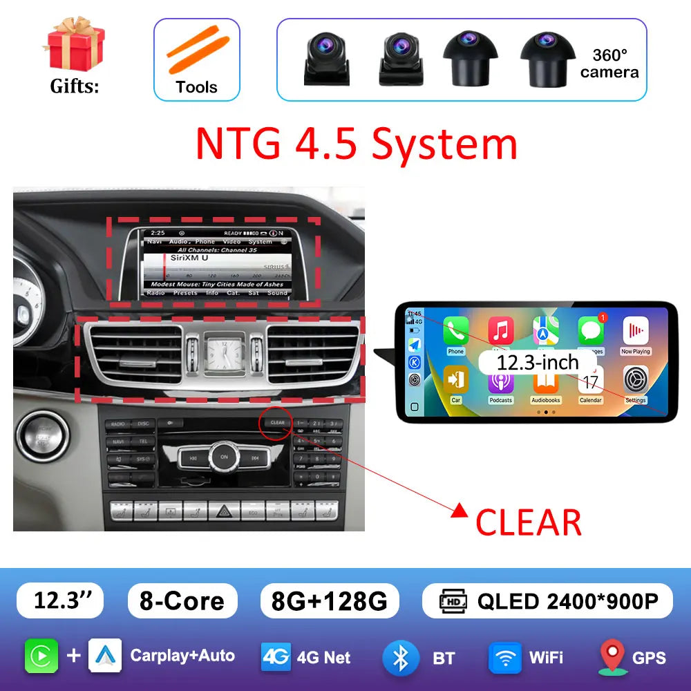 Android Car Stereo for Mercedes-Benz E-Class W212 (2009–2016) — CarPlay, QLED Screen, 4G, GPS