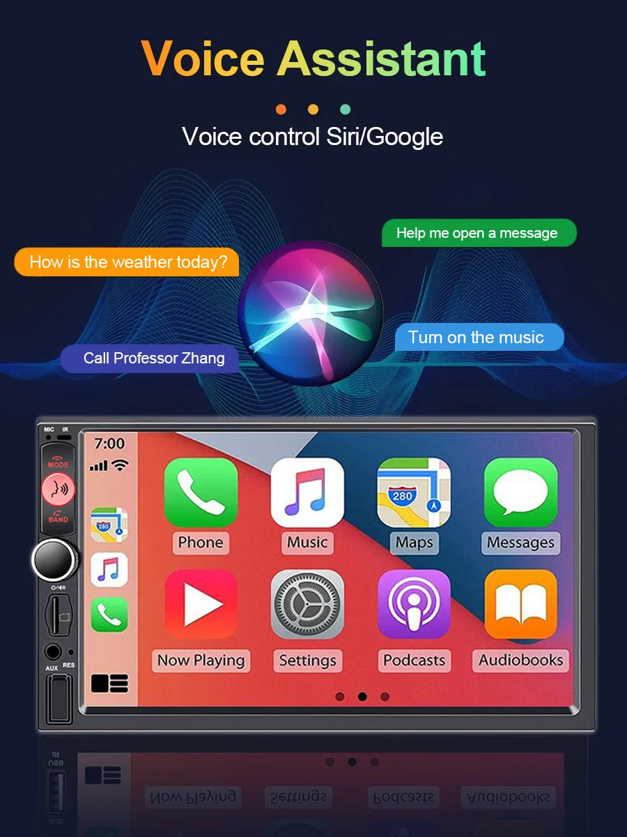 XIMA 2Din 7" IPS Universal Wireless CarPlay Android Auto Car Radio Stereo Multimedia Autoaudio FM Receiver Mirror Link Monitor