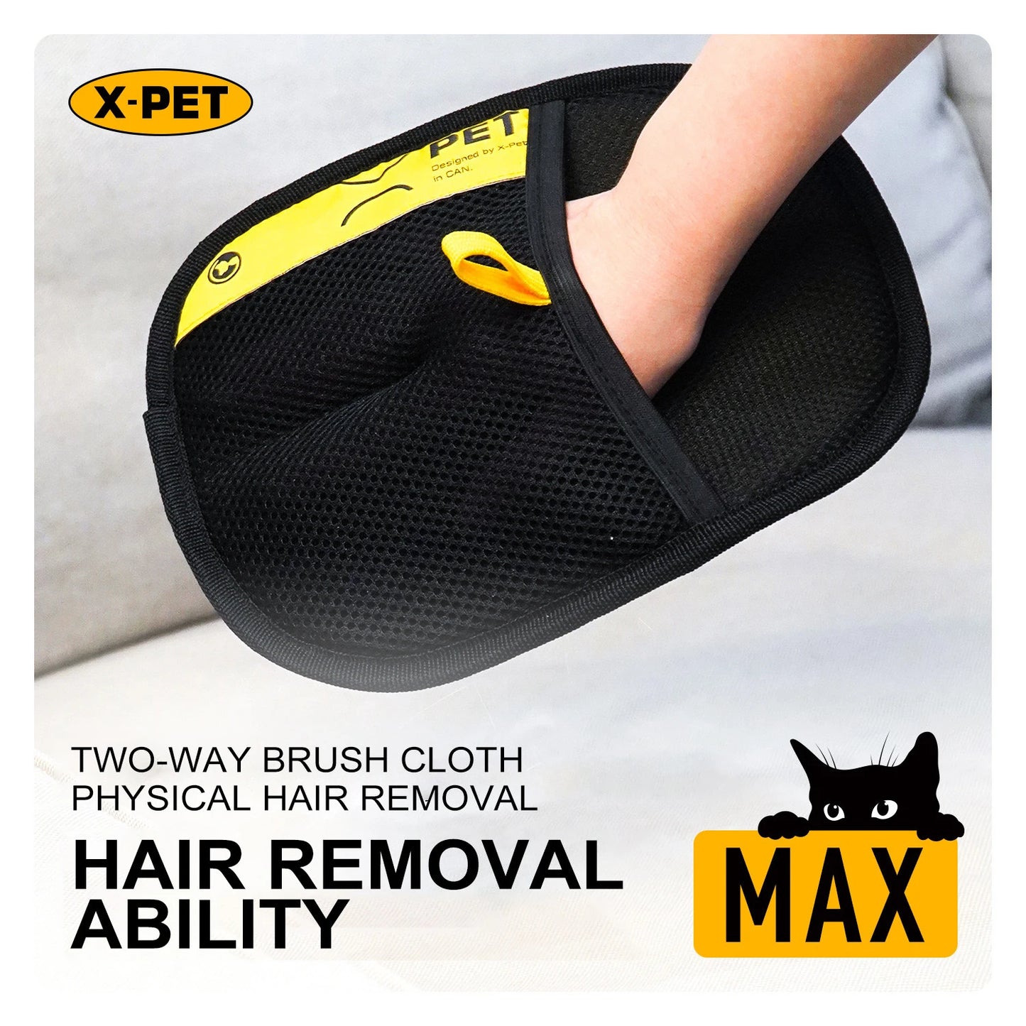 Large Electrostatic Pet Hair Removal Grooming Gloves – Static Fur Remover for Cat & Dog | Sofa, Carpet & Clothes