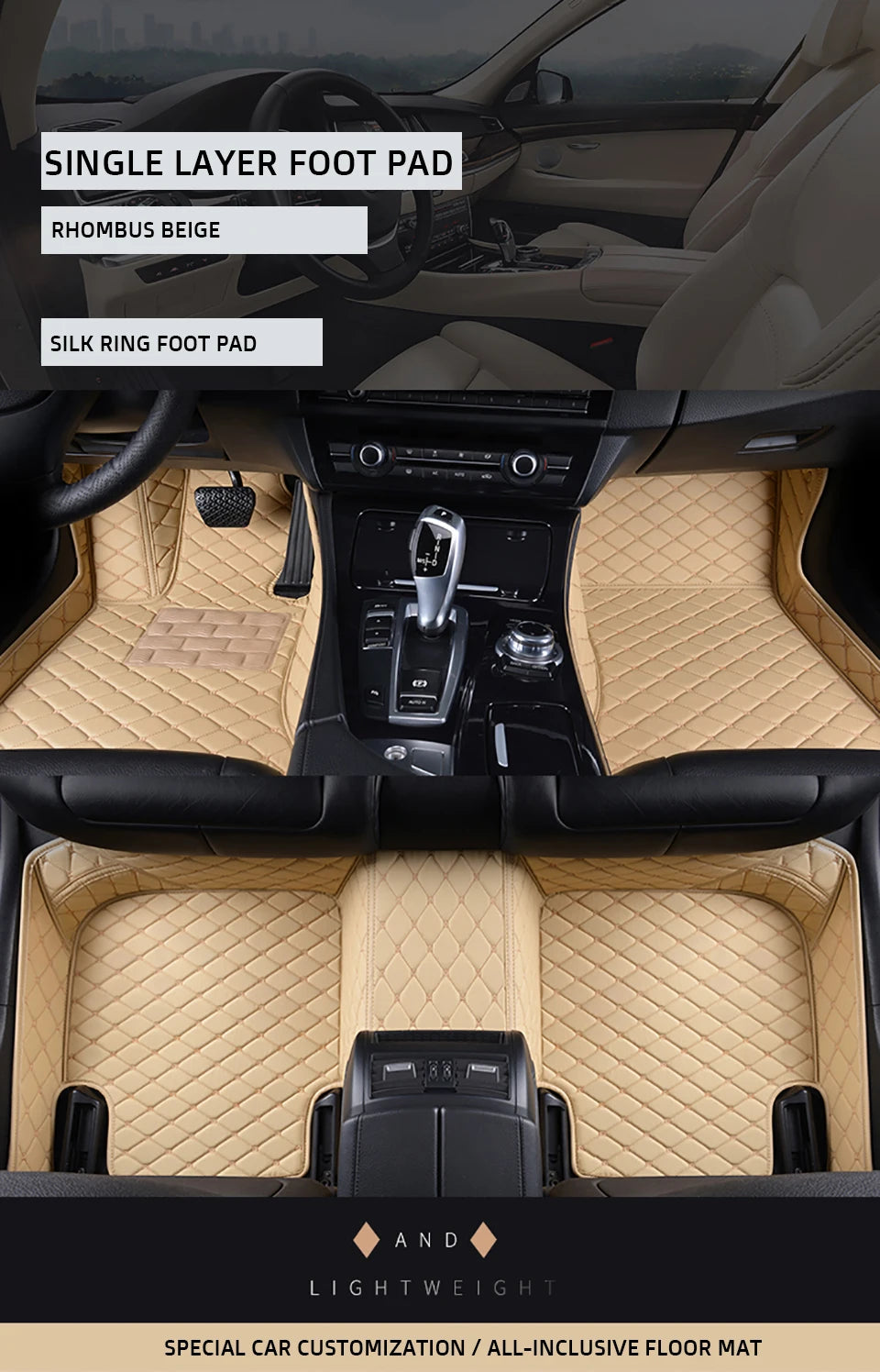 Custom-Fit Leather Car Floor Mats for Ford F-150 2009–2023 (Full Set)