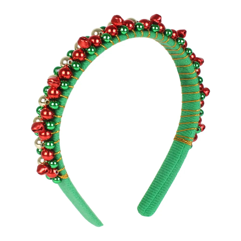Christmas decor Red & Green Bell Headband Ladies Autumn and Winter Fashion Cute Holiday Atmosphere Hair Band Hair Accessories