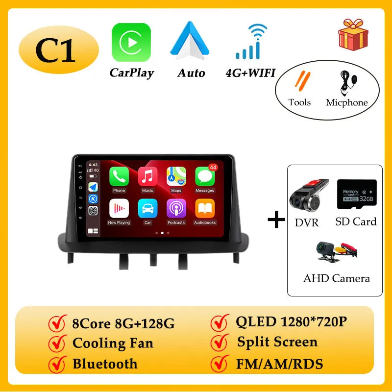 Car Radio Video Audio Android 15 for Renault Megane 3 Fluence Samsung SM3 2008 - 2014 CarPlay GPS Navi Split Screen WIFI DSP BT