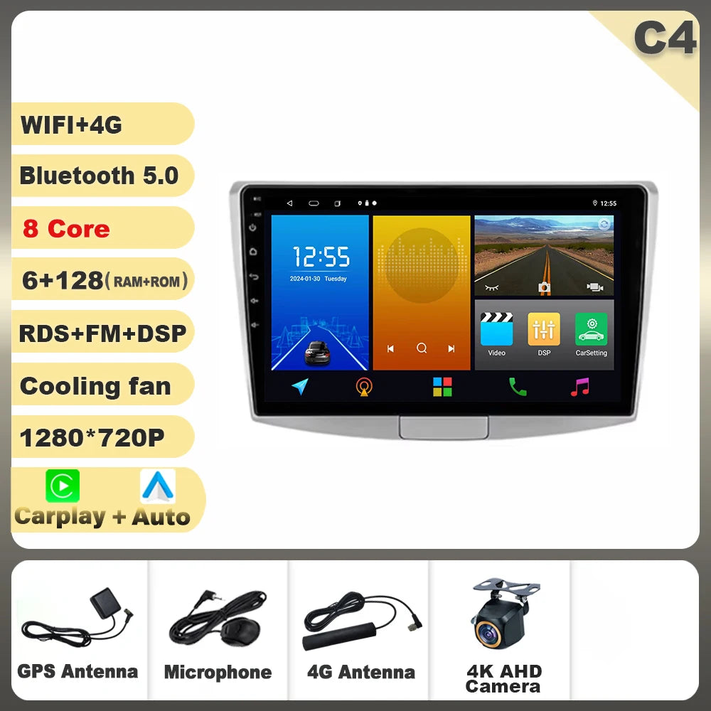 9" Android Car Stereo for VW Passat B7 B6 CC (2010–2015) — Wireless CarPlay, Android Auto, GPS, 5G WiFi