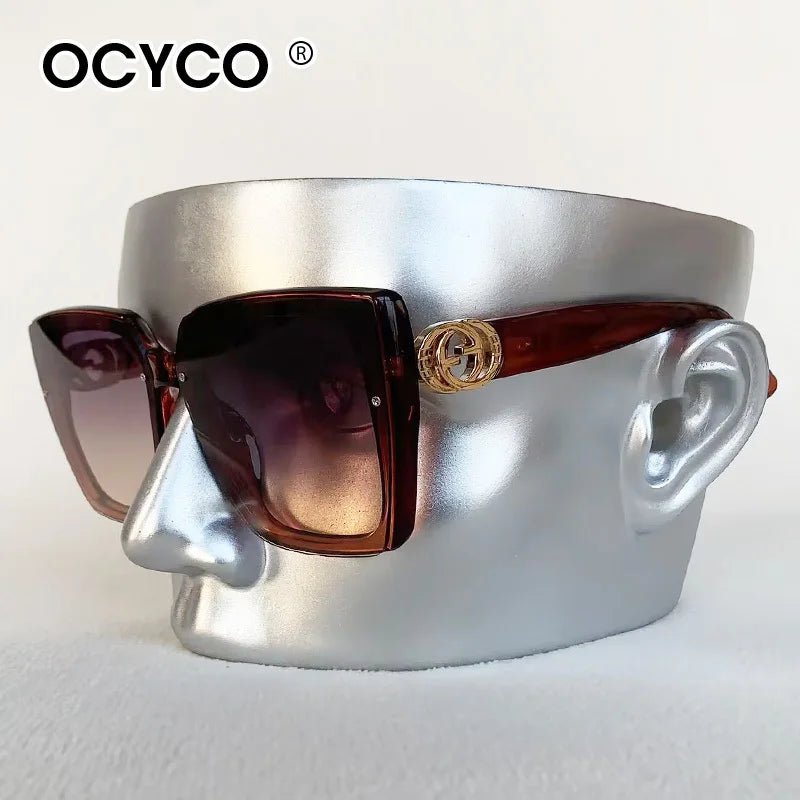 Oversized Rimless Square Sunglasses — Unisex UV400 Shades