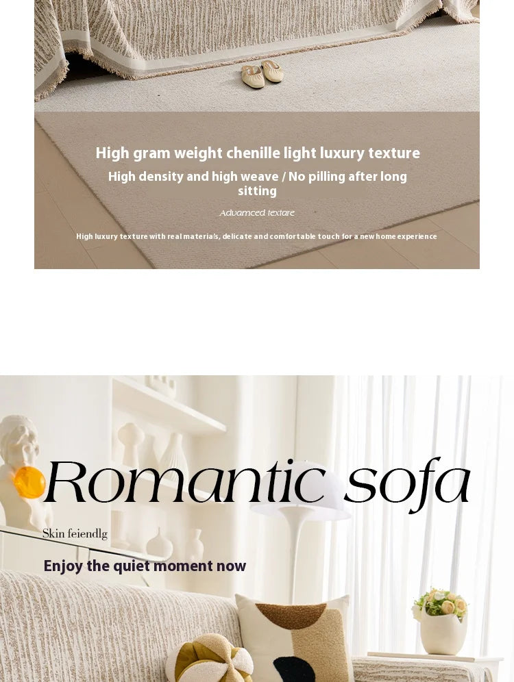Luxury Sofa Cover L-Shaped Couches Chenille Reversible Stretchable Sofa Protector Slipcover Non-Slip All-Season Couch Blanket