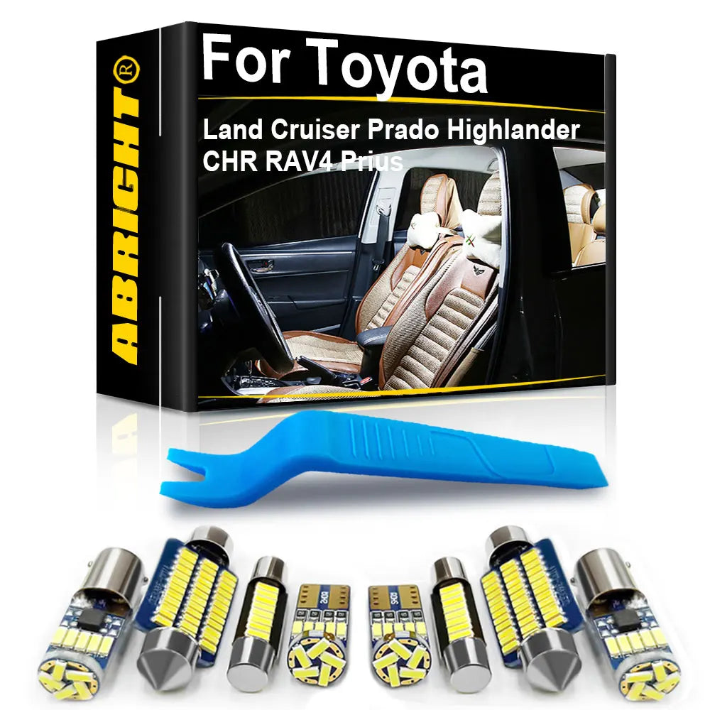 ABRIGHT Car LED Interior Light Canbus For Toyota Land Cruiser 100 Prado 120 150 Highlander CHR RAV4 Prius Avensis Corolla Auris