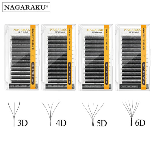 NAGARAKU Premade Fan Eyelash Extensions - 3D/4D/5D/6D W Shape