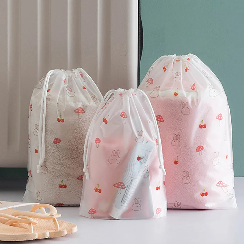 PE Dinosaur Bundle Pocket Plastic Drawstring Bag Frosted Shoes Travel Storage Bag Transparent Clothes Socks Shoes Plastic Bag