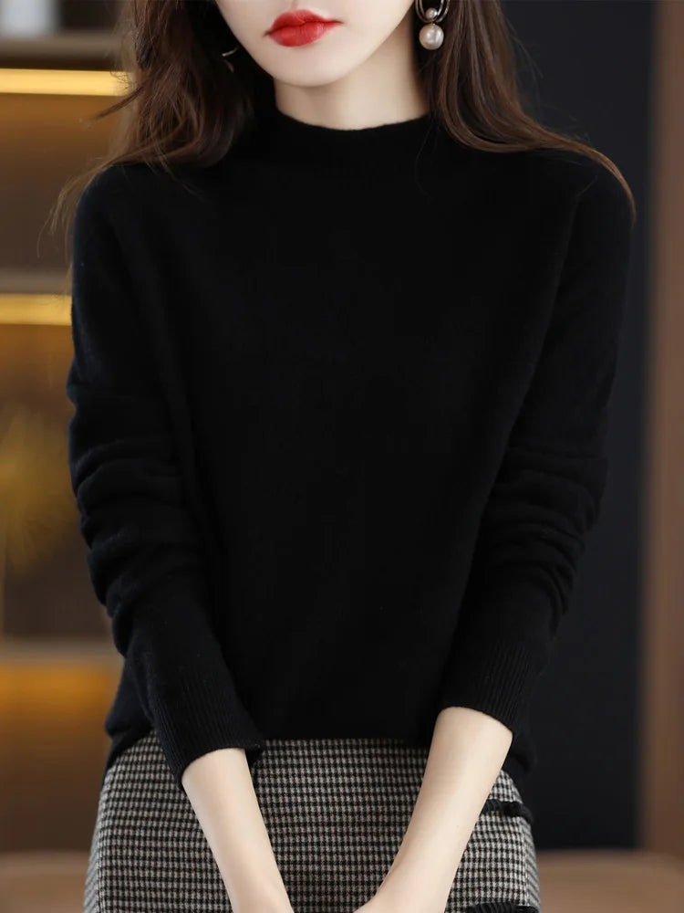 Women's soft mock neck pullover, solid knit — view 6 of 15