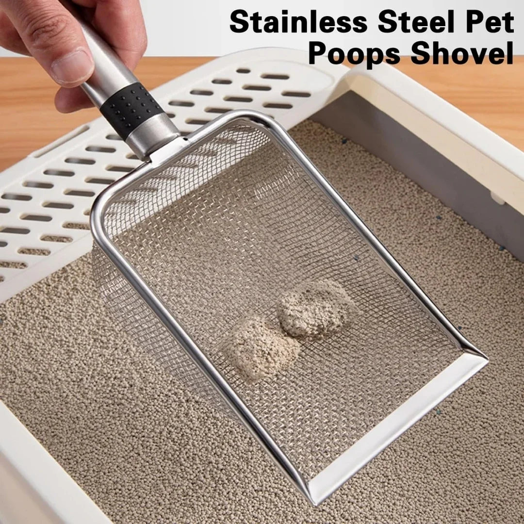 Heavy-Duty Metal Cat Litter Scoop - Stainless Pet Poop Shovel