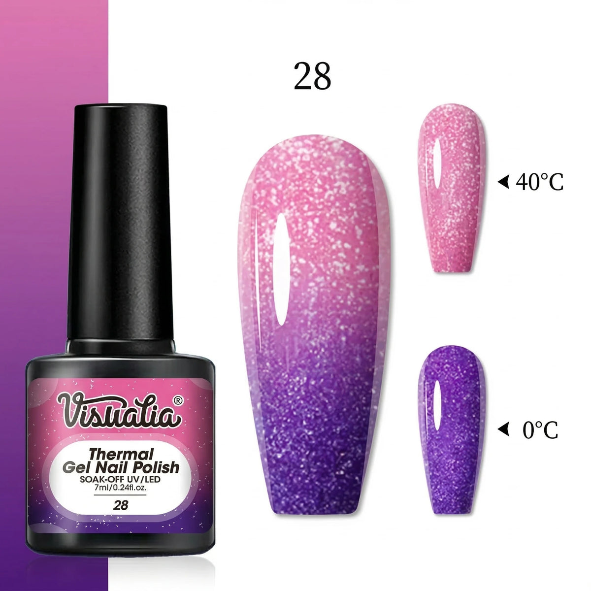 1pc Gradient Hot Gel Nail Polish Set, Changes with Temperature, Semi-Permanent /LED, Soak-Off, Long-Lasting, And Fragrance,