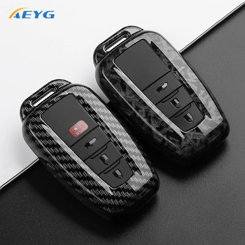 ABS Carbon Fiber Car Key Case Cover Shell Fob For Toyota Prius Camry Corolla C-HR CHR RAV4 Prado 2018 2022 Key Chain Accessories