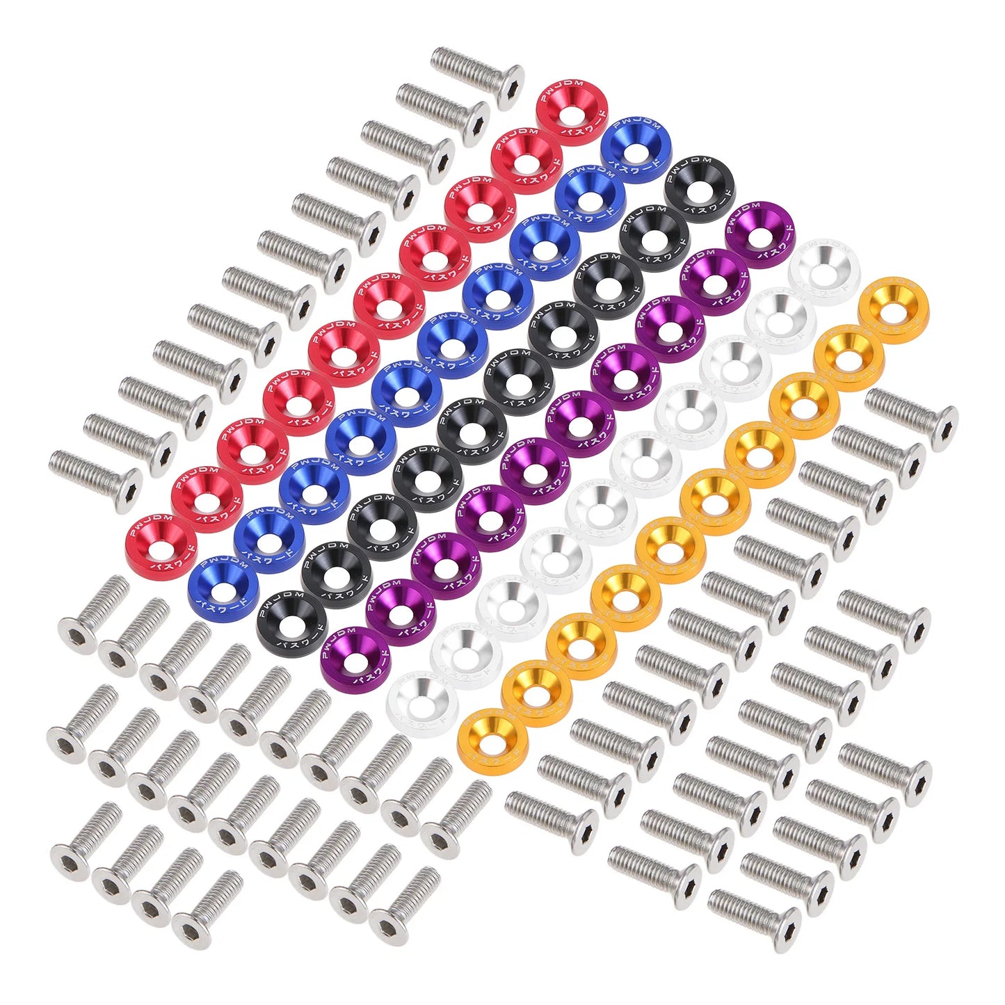 M6 Anodized Aluminum Fender Screw Washers Bolts for Automobile Fender Headlight Bumper Car Modified Fasteners Aluminum