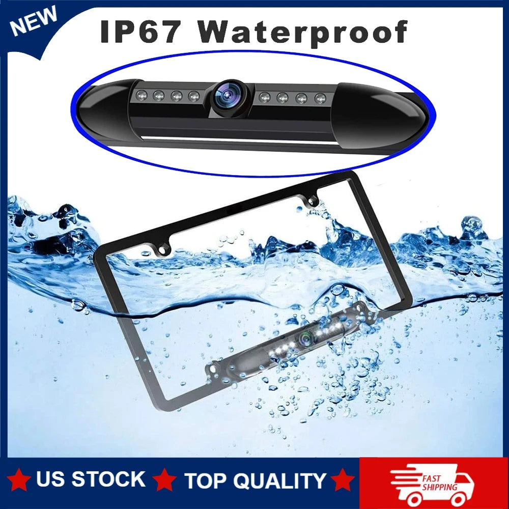 Universal License Plate Backup Camera with Night Vision & LED