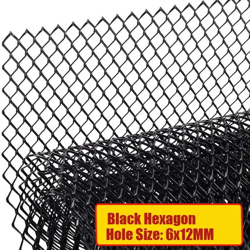100x33cm Universal Aluminum Alloy Car Grill Mesh Auto Bumper Grille Cover Net Protector Hexagonal Diamond Seagull Black/Silver