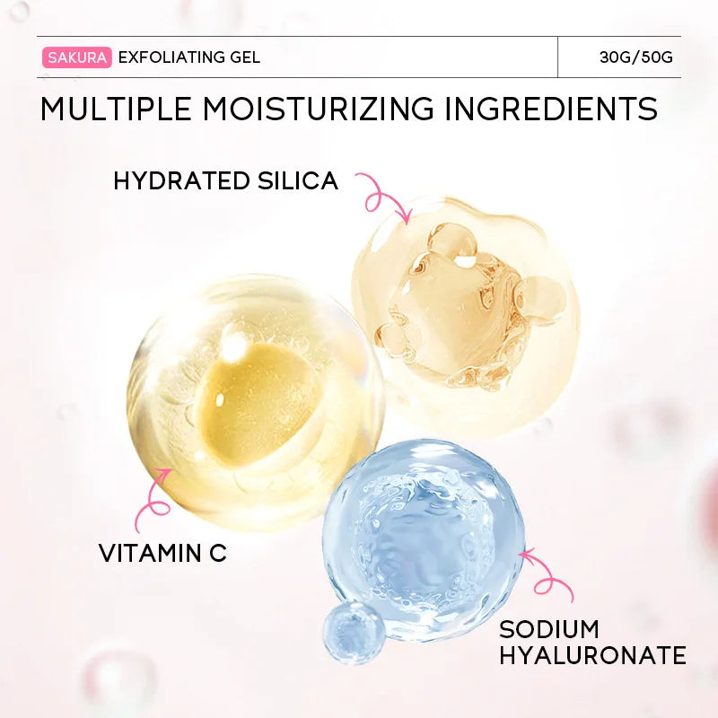 Sakura Exfoliating Peeling Gel Facial Scrub Shrink Pores Moisturizing Nourishing Repair Scrubs Face Cream Beauty Skin Care 50g