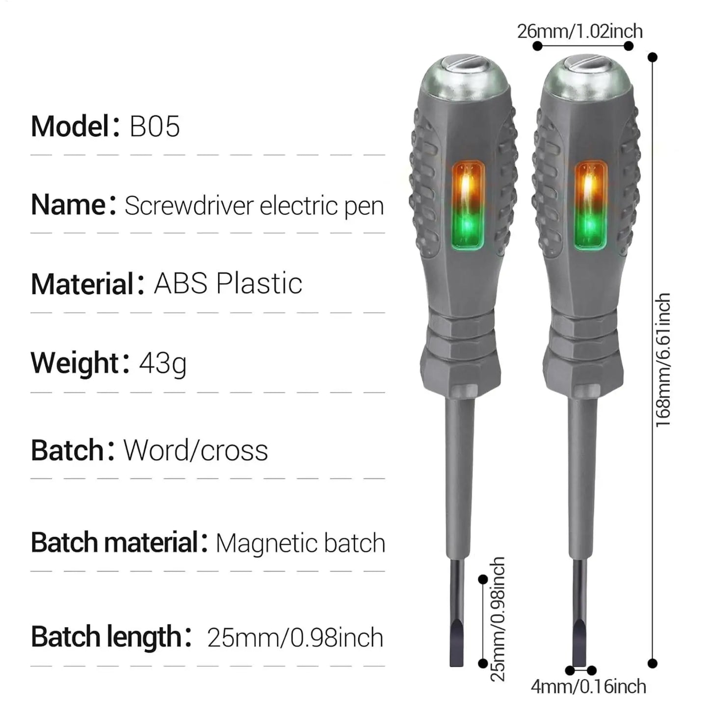 Multifunctional Electrician Test Screwdriver AC Non-contact Induction Test Pen Voltage Tester Red Green Induction Lights
