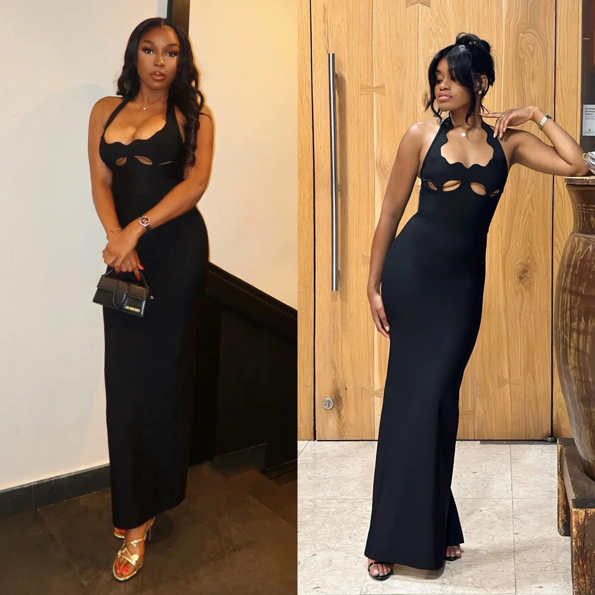 VC Black Halter Elegant Dress For Women 2026 New Summer Evening Party Celebrity Bodycon Long Dress Red Brown Prom Vestido