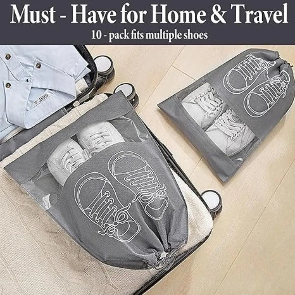 1-50Pcs Shoes Storage Organizer Bags Non Woven Travel Portable Bag Clear Protective Travel Bags for Footwear Waterproof Shoe Bag