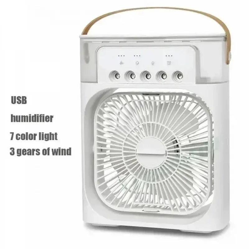 3 In 1 Mini Air Cooler With LED Night Light Humidifier Portable Adjustable Cooling Fan For Home Office Daily Use