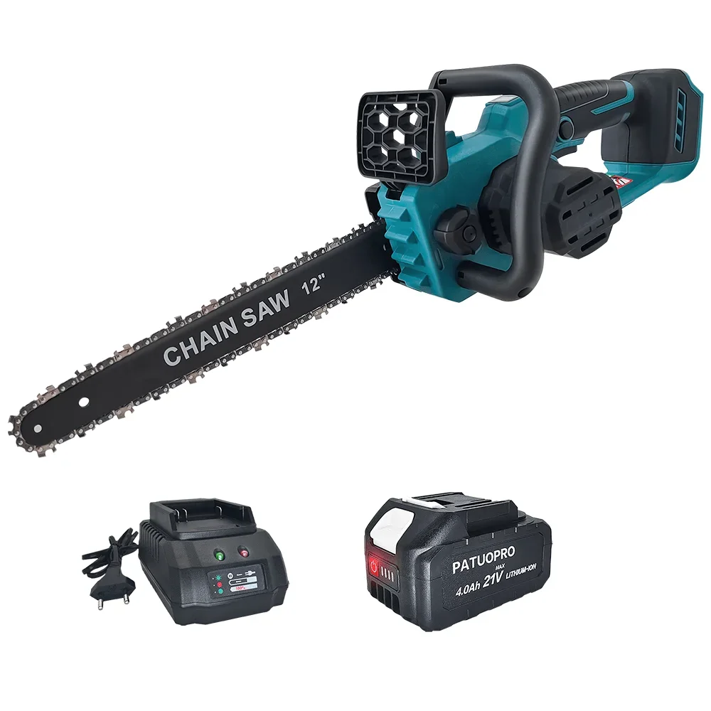 12 Inch Brushless Cordless Electric Saw Handheld Rechargeable Chainsaw Wood Cutting Garden Pruning Tool For Makita 18V Battery