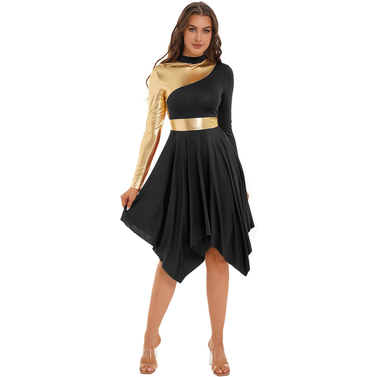 Women's long-sleeve lyrical ballet leotard dress