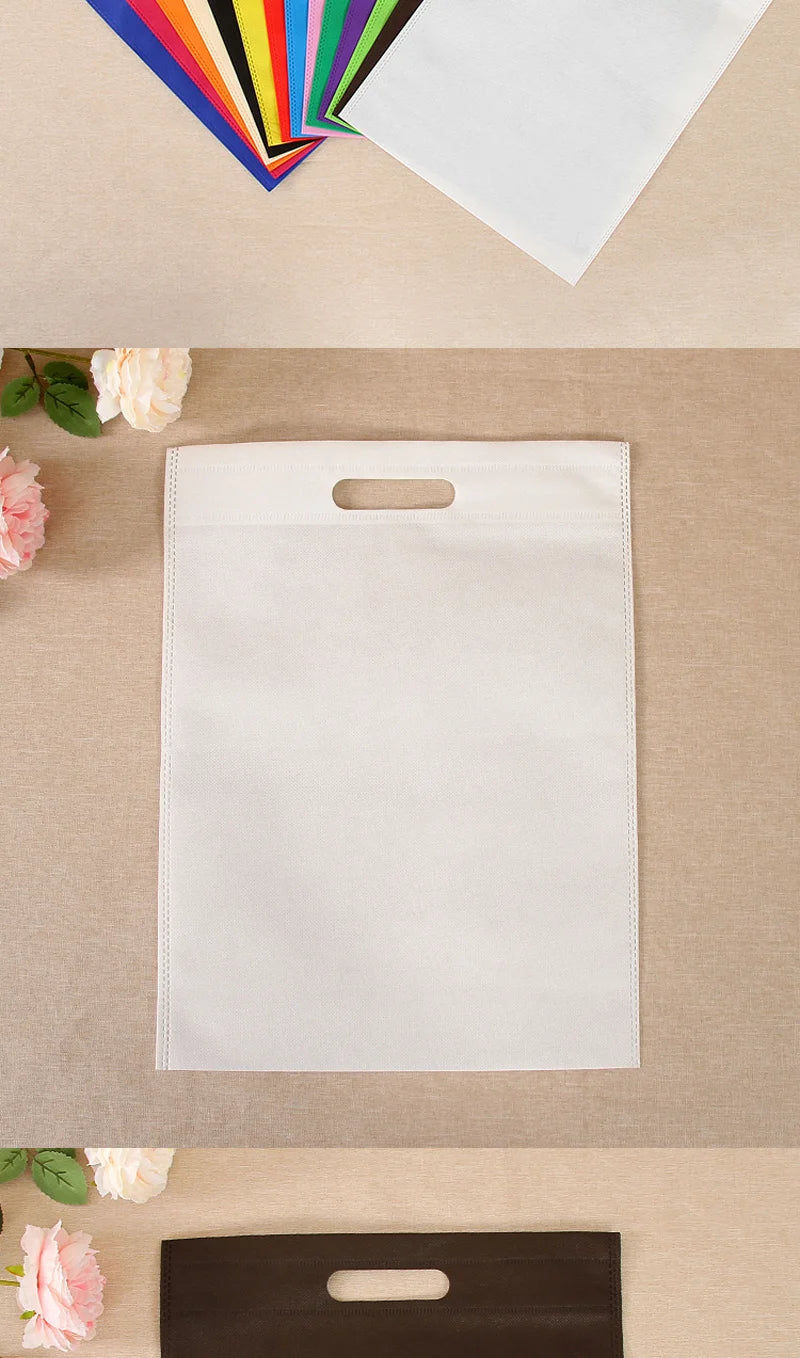 50pieces Nonwoven Storage Bags Eco-friendly and Reusable Nonwoven Shopping Bags Gifts Promotional Tote Bags
