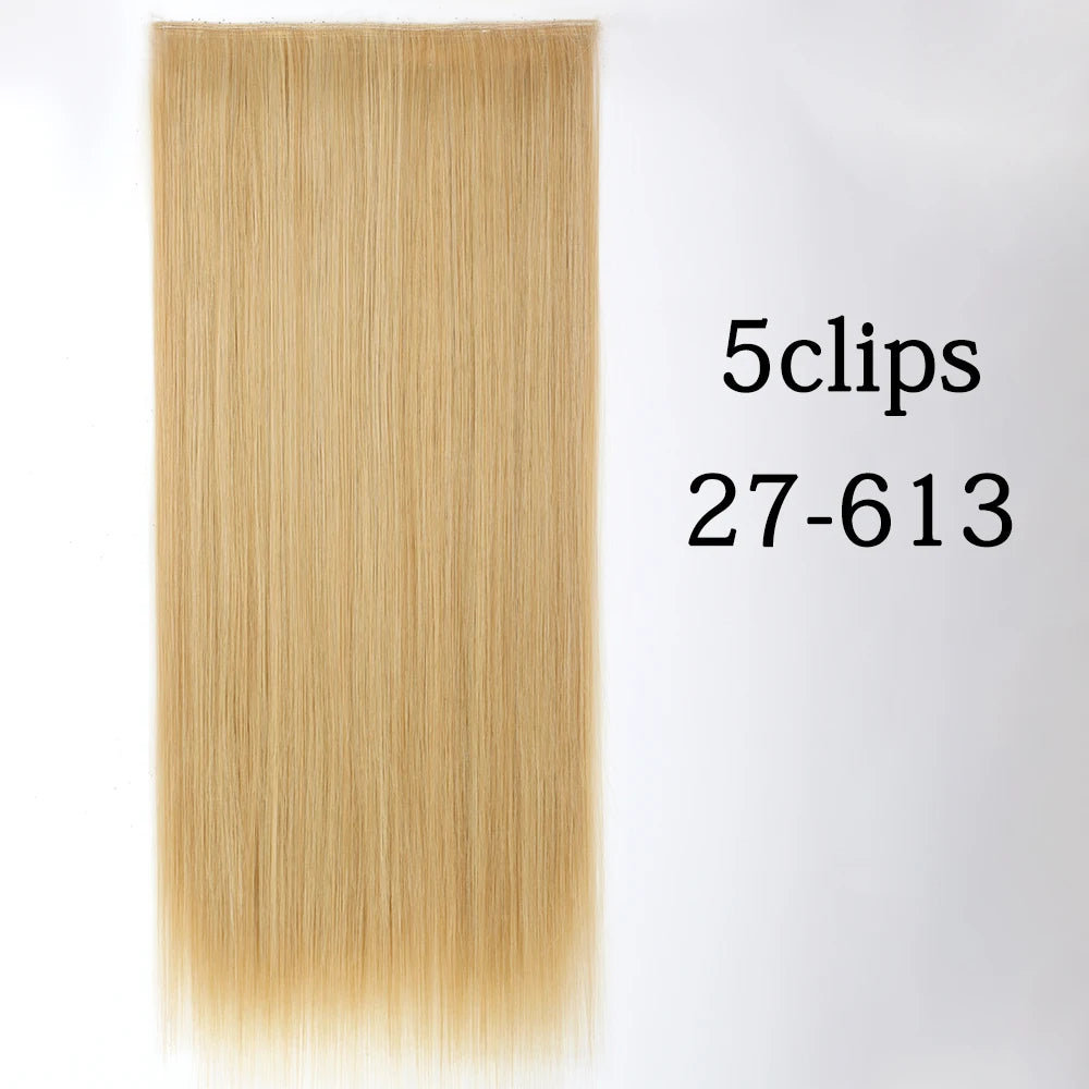 Synthetic 5 Clip In Hair Extensions Long Curly Hairstyle Hairpiece Natural Brown Black 80cm Heat Resistant  Fake Hair For Women