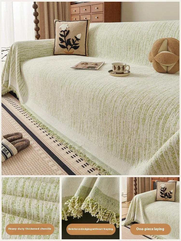 Luxury Sofa Cover L-Shaped Couches Chenille Reversible Stretchable Sofa Protector Slipcover Non-Slip All-Season Couch Blanket